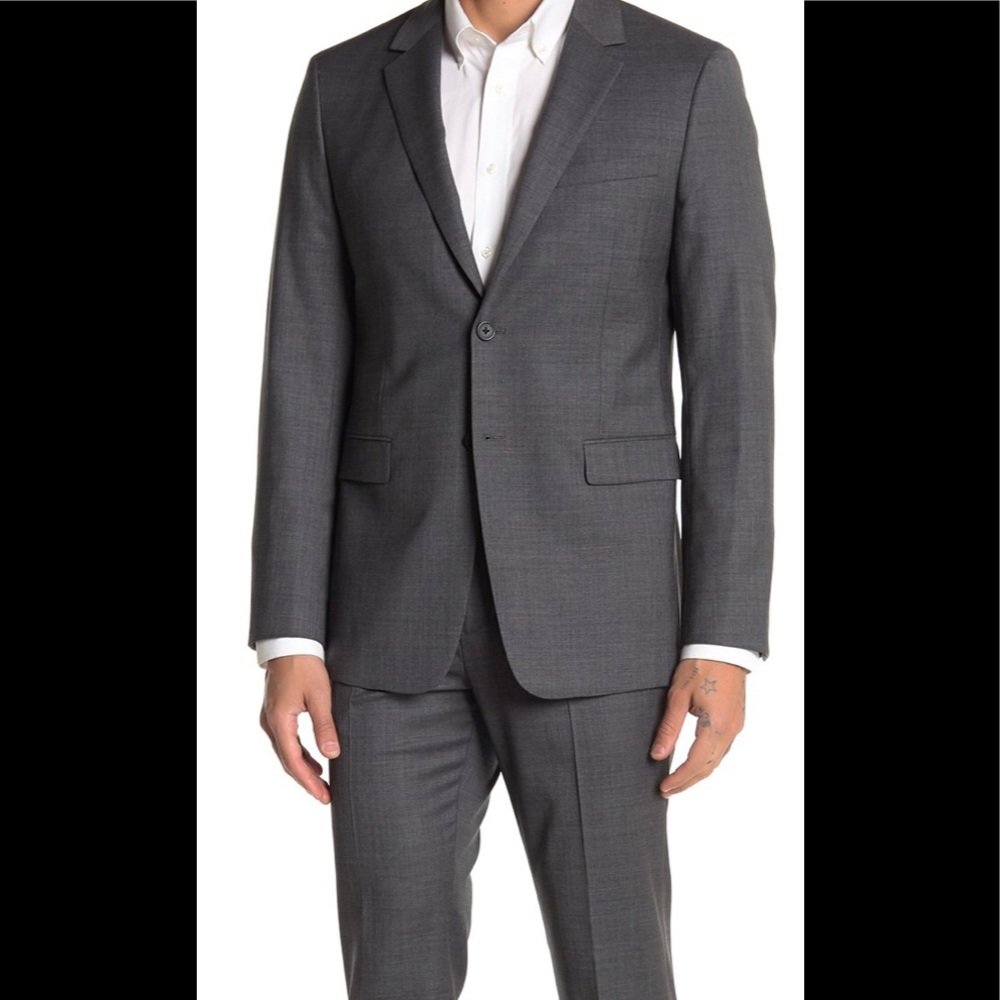 Theory Xylo Two Button Notch Lapel Grey Suit 42R